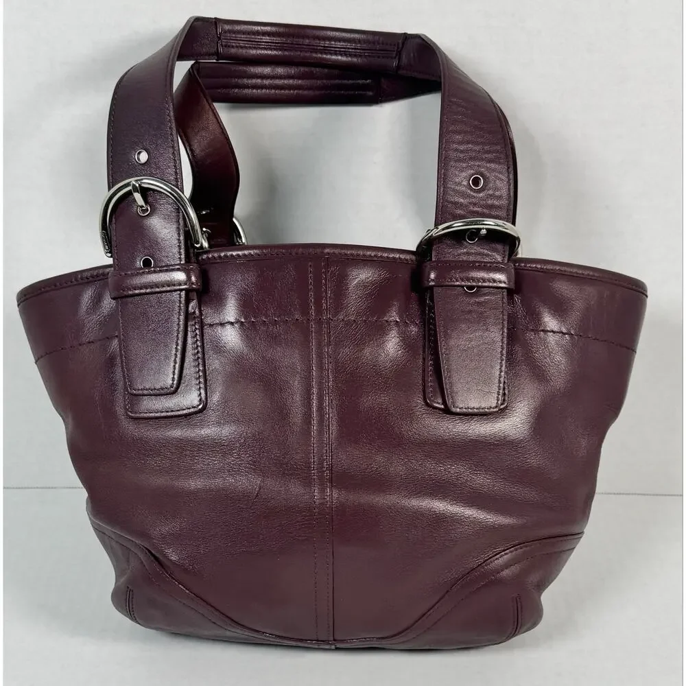 Coach Soho Plum Purple Leather Buckle Tote Shoulder Bag E3S-9544